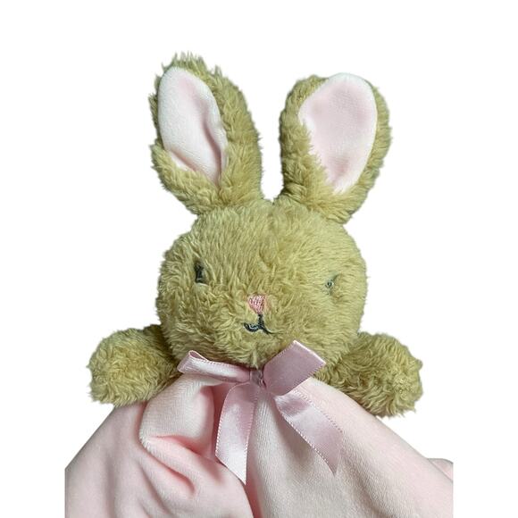 MTY International Brown Bunny Pink Lovey Security Baby Blanket Plush Soft Rattle - Picture 2 of 7